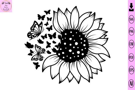 Sunflower And Butterfly Svg Flower Svg Grafik Von Tadashop Design