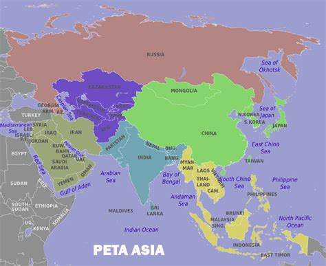 Gambar Peta Benua Asia Lengkap Letak Negara Gambar Dunia Versi Hitam Di