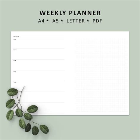Printable Weekly Planner Insertsweekly Agenda Plannerweekly Etsy