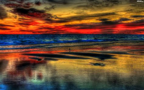 Zachód Słońca Morze Plaża