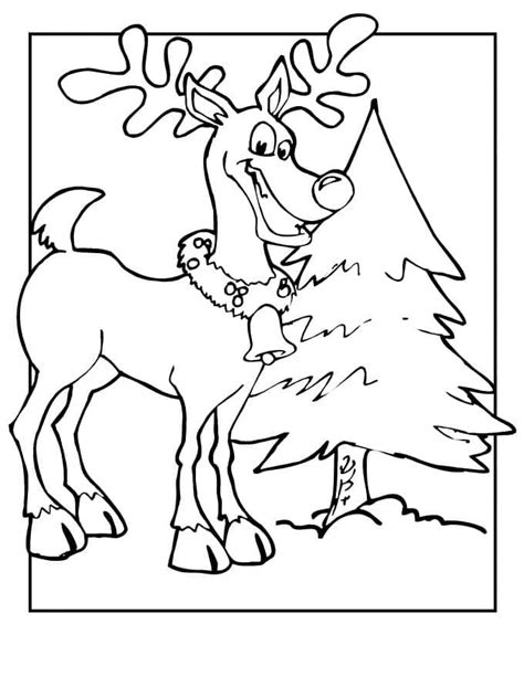 Reindeer And Christmas Tree Coloring Page Download Print Or Color