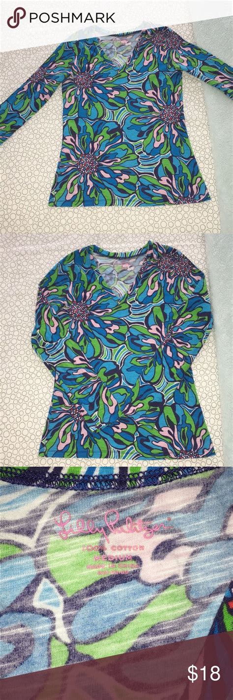 Lily Pulitzer Long Sleeve V Neck Shirt In 2020 Lilly Pulitzer Tops