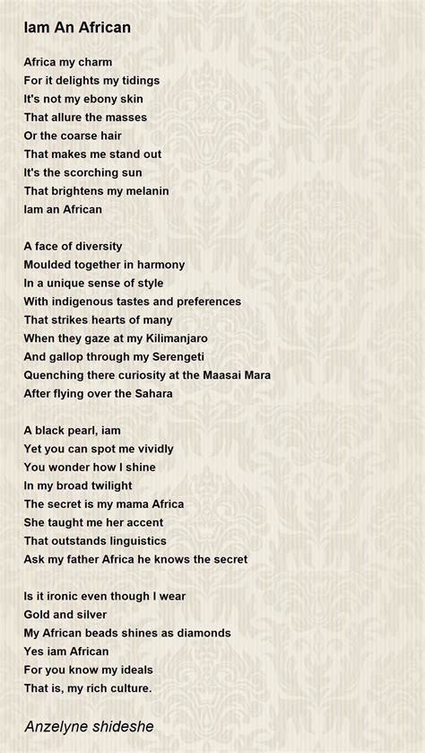 Iam An African Iam An African Poem By Anzelyne Shideshe