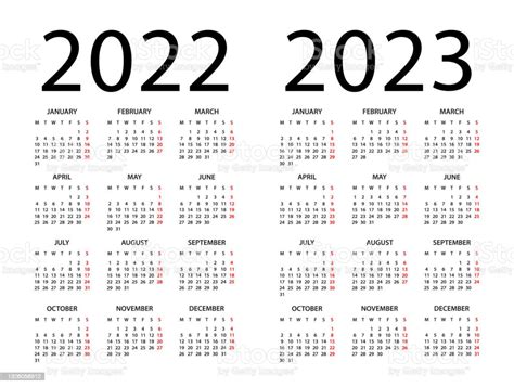 Calendar 2022 2023 Illustration Week Starts On Monday Calendar Set For