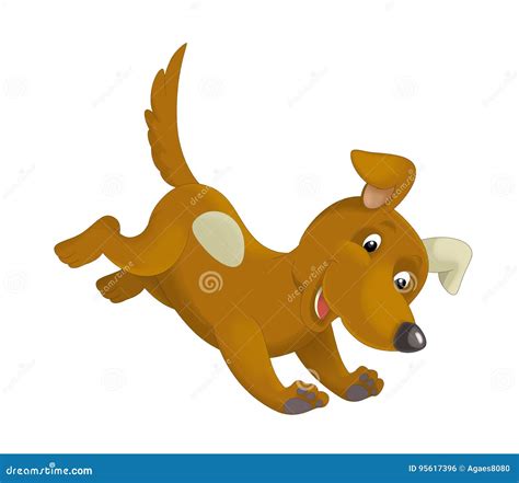 Cartoon Happy Dog Running And Jumping Stock Illustration Illustration
