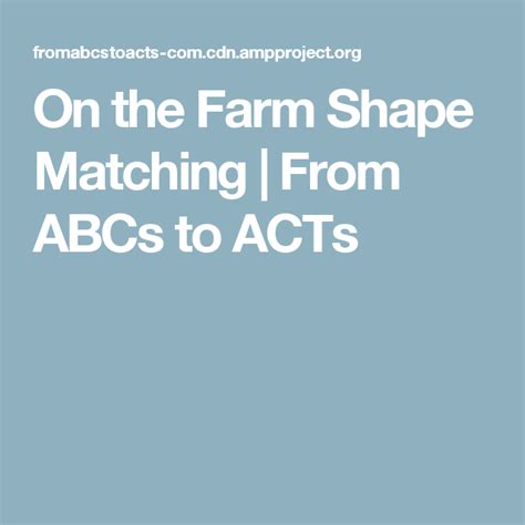 On The Farm Shape Matching Shape Matching Abc Farm