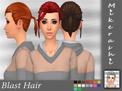 Mikerashi Blast Hair Retextured Sims 4 Hairs Hair Hairstyle