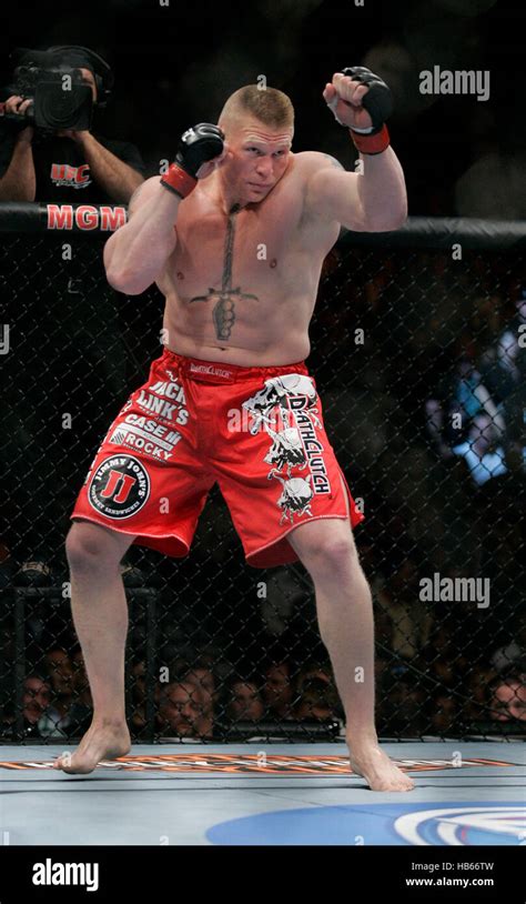 Ufc Fighter Brock Lesnar During His Fight With Shane Carwin At Ufc 116