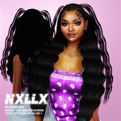 Jollin Hair Wig Nxllxsimz Sims 4 Black Hair Sims 4 Curly Hair