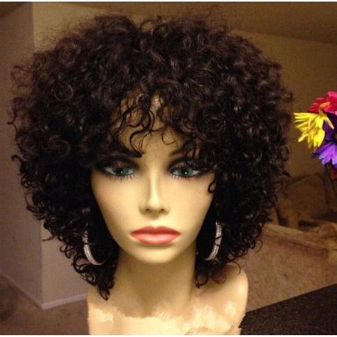 Short Side Fringe Fluffy Afro Curly Synthetic Wig Afro Awesome Curly Hair Styles Curly