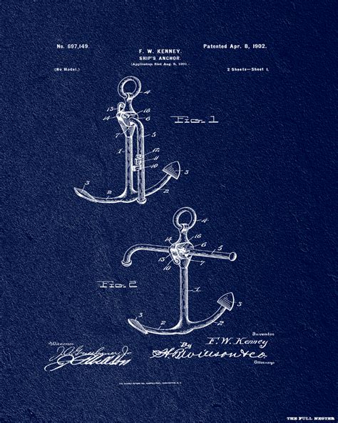 1902 Ships Anchor Patent Drawing The Full Nester Printables