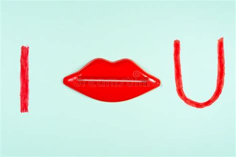 inscription i kiss you made a marker on paper red lips stock image image of romance poster