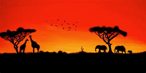 African Sunset African Sunset Africa Painting Sunset Painting