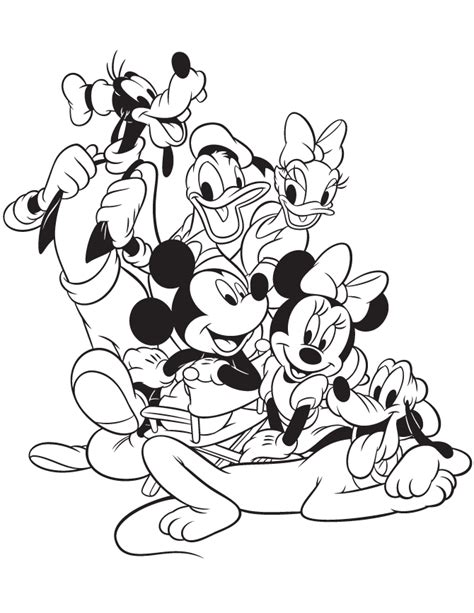 Mickey mouse christmas coloring pages with santa hat. Mickey Mouse Characters Coloring Pages | Tegninger ...