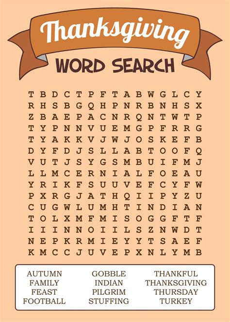 Thanksgiving Word Search Printable Free Printable Word Searches