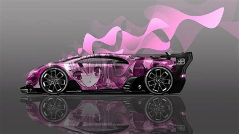 Bugatti Vision Gt Side Anime Kız Aerography Car 2016 Neon Süper