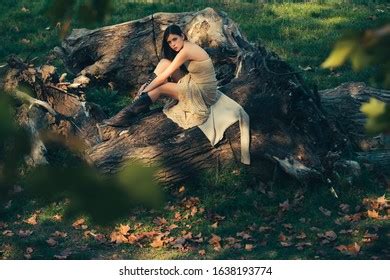 Fabulous Forest Nymph Long Hair Lies Stock Photo Edit Now