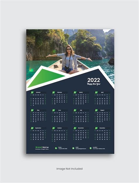 Calendario de pared 2022 diseño de plantilla o calendario de pared de