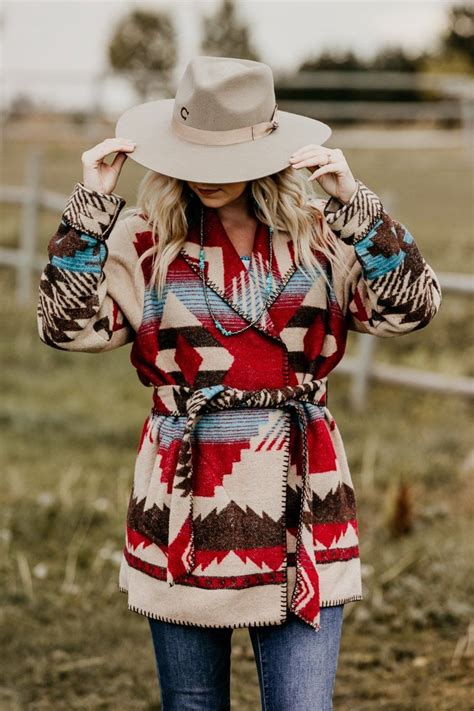 The Taylor Wrap Coat Tin And Turquoise Western Boutique Western Fashion Western Outfits