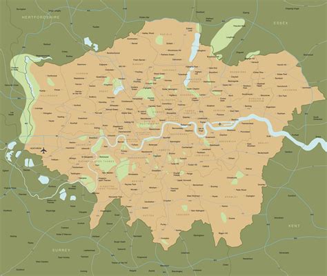 Map Of Greater London Districts And Boroughs Maproom