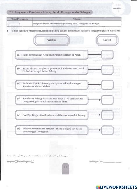 Bab 7 sejarah tingkatan 2 worksheet