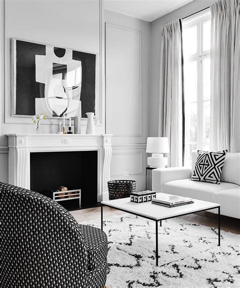 Modern Monochrome Living Room With Graphic Artwork Homes And Gardens