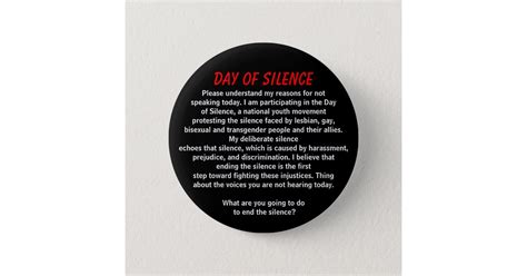 Day Of Silence Pinback Button Zazzle