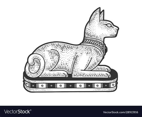 Ancient Egyptian Cat Statue Sketch Royalty Free Vector Image