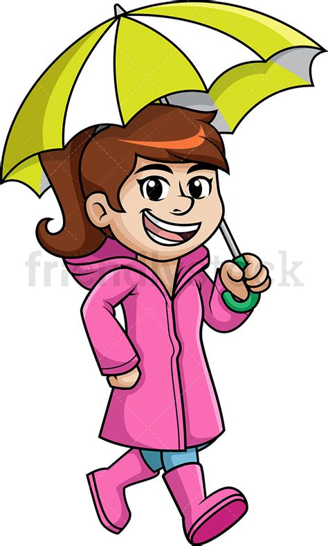Woman Holding Umbrella Cartoon Clipart Vector Friendlystock