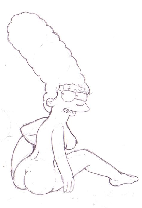 Rule 34 Ass Breasts Cordless Female Female Only Human Marge Simpson Monochrome Nipples Sitting