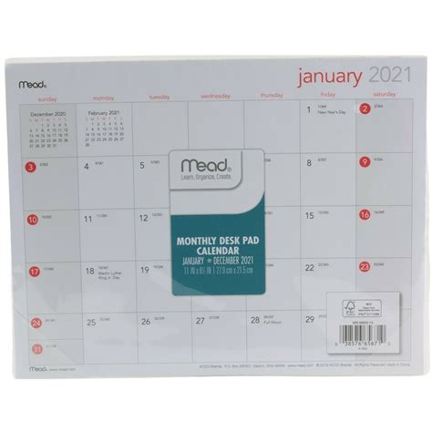 Mead 2021 Monthly Desk Pad Calendar 11 X 85 Ebay