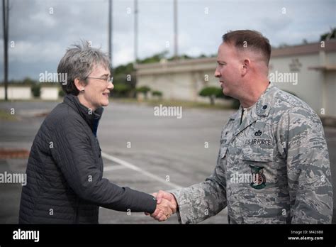 Secretary Of The Air Force Heather Wilson Greets Us Air Force Lt Col