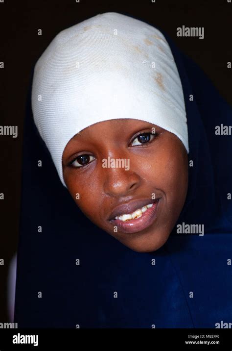 Portrait Of A Somali Young Woman In White Hijab North Western Province