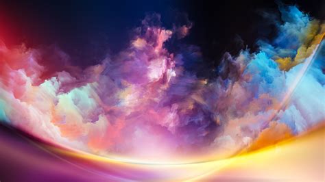 Download 1366x768 Wallpaper Abstract Colorful Clouds Curves Tablet