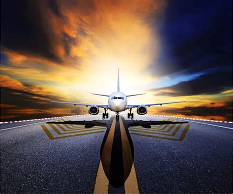 10x10ft Sunset Clouds Sky Airplane Plane Field Track Rail Airport