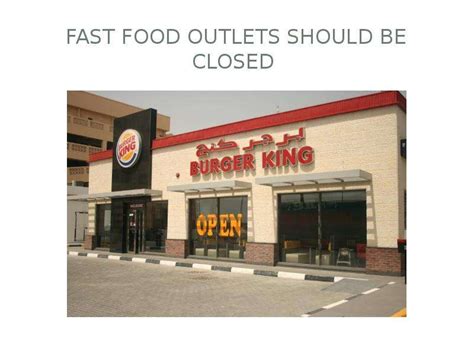 Additionally, there are 22 locations that have fast food catering in orange like chronic tacos , waba grill , and flame broiler for when you have a large party to feed at your home or office. Fast food outlets should be closed - презентация, доклад ...