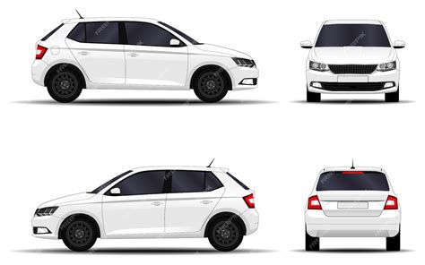 Premium Vector Realistic Car Hatchback Front View Side View Back