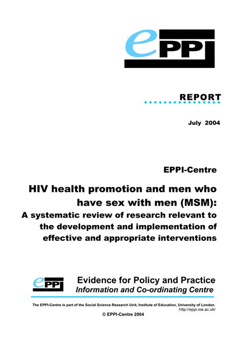 Pdf Hiv Health Promotion And Men Who Have Sex With Men Msm A