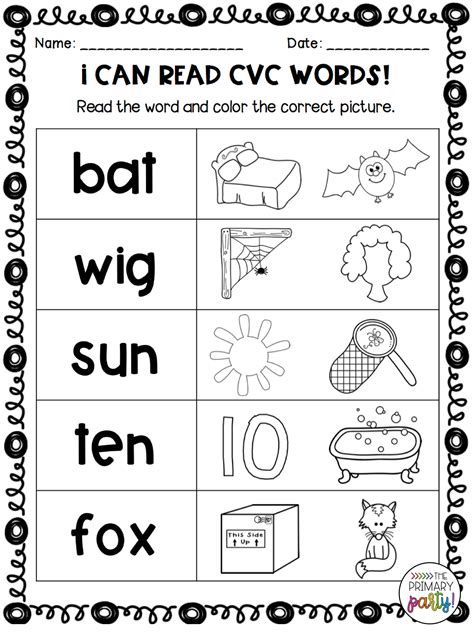 Cvc Words Worksheets For Kindergarten