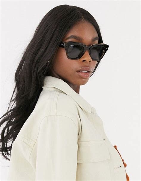 Ray Ban Square State Street Sunglasses In Brown Orb2186 Asos