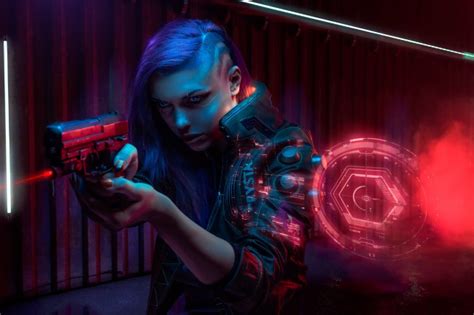 Wallpaper Cyberpunk 2077 Girl Character Neon City Sci