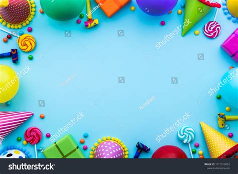 Birthday Party Background With Party Hats And Royalty Free Stock