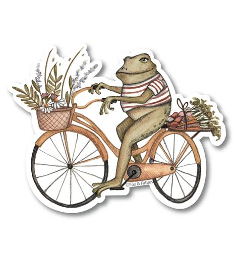 Frog Bike Vinyl Sticker Waterproof Glossy Whimsical Toad Etsy