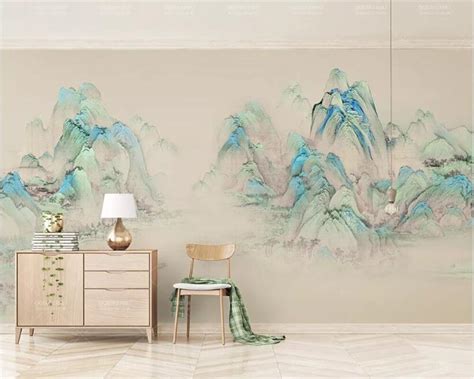 Beibehang Custom Wallpaper Mural Color New Chinese Ink Landscape