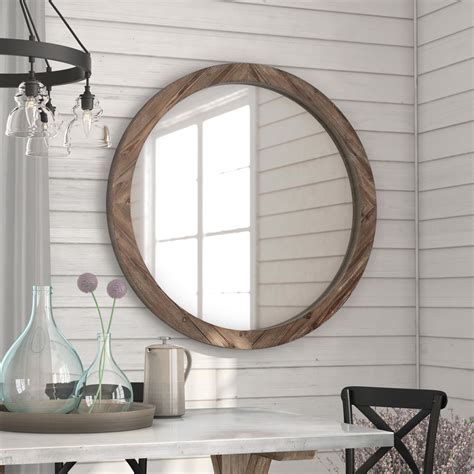 Think classic round and square, rustic pewter and gorgeous beaded patterns. Union Rustic Booker Round Wood Wall Mirror & Reviews | Wayfair
