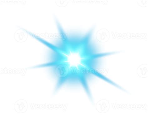 Blue Glowing Lights Effects Isolated Solar Flare With Beams And