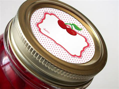 Colorful Adhesive Canning Jar Labels Cute Cherry Canning Jar Label