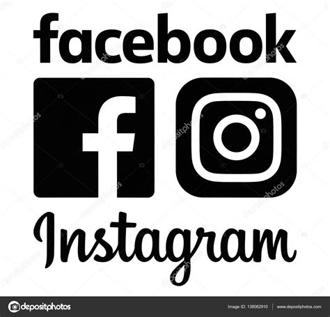 Logotipos Pretos Do Instagram E Facebook — Fotografia De Stock