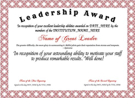 The Excellent Free Leadership Award At Clevercertificates Leadership