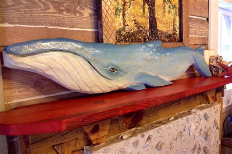 Blue Whale 60 Chainsaw Wooden Whale Carving Beach Bungalow Rustic Wall